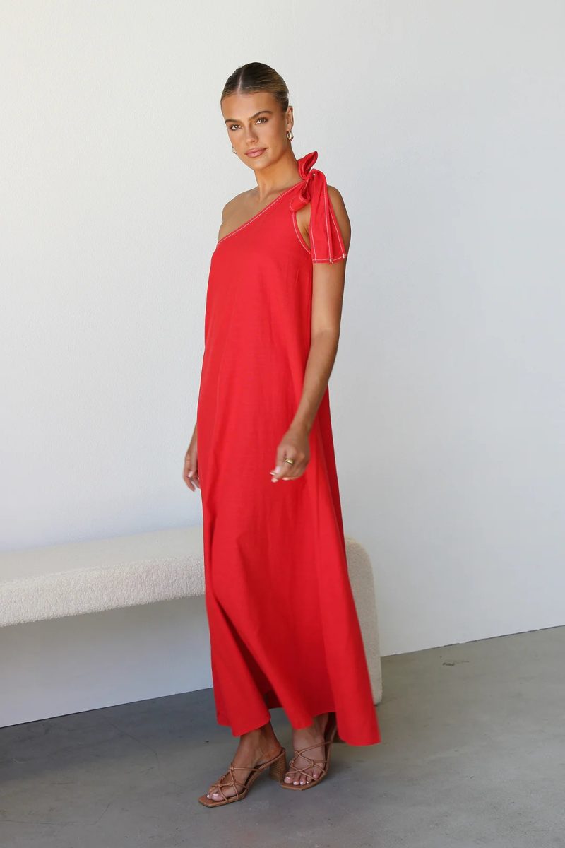 Elegant Halter One Shoulder Lace-Up Maxi Dress - Image 3