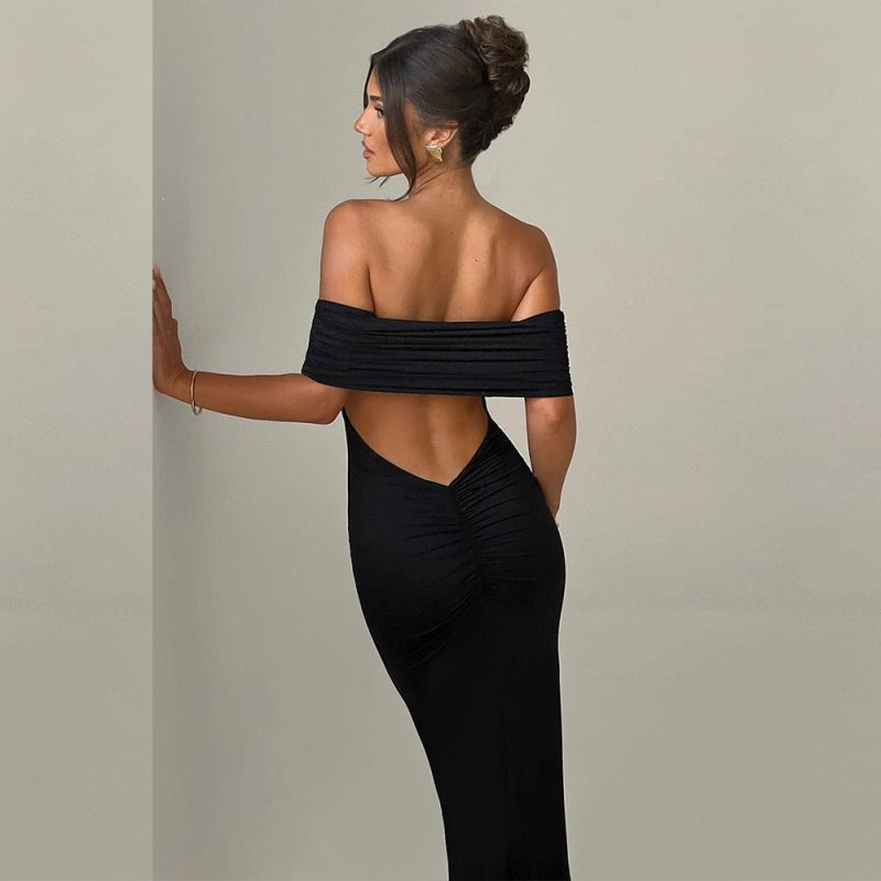 Sexy Off-Shoulder Backless Pleated Summer Dress - Image 4
