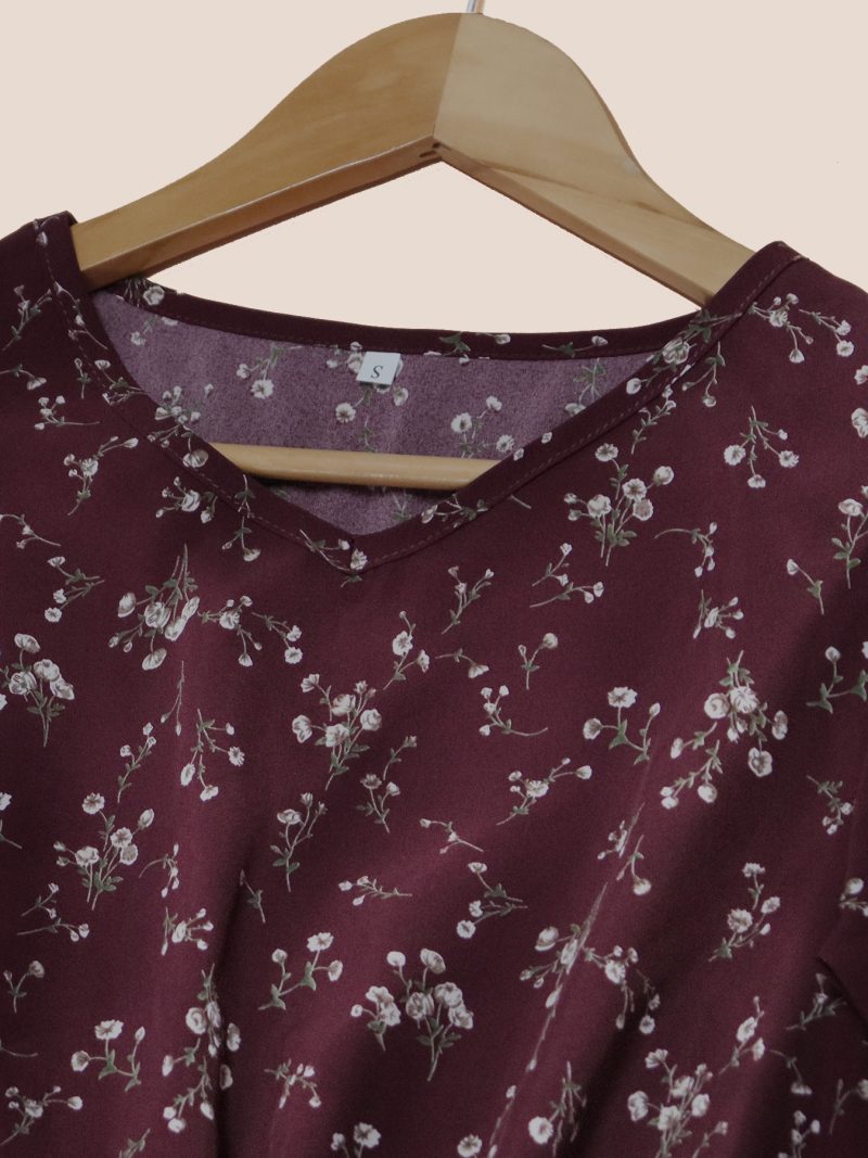 Elegant Floral V-Neck Smocked Waist Swing Dress - Image 3