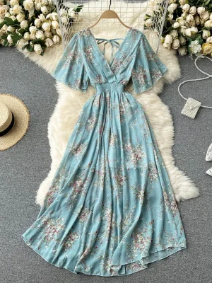 Women’s Boho Floral Chiffon Dress