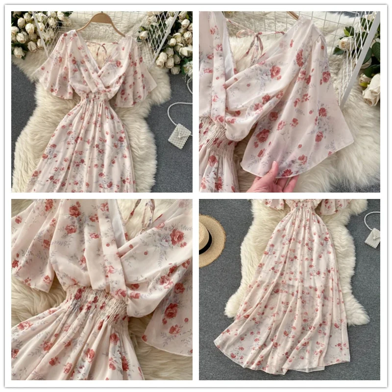 Women’s Boho Floral Chiffon Dress - Image 6