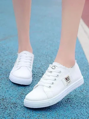 Spring Canvas White Sneakers for Women