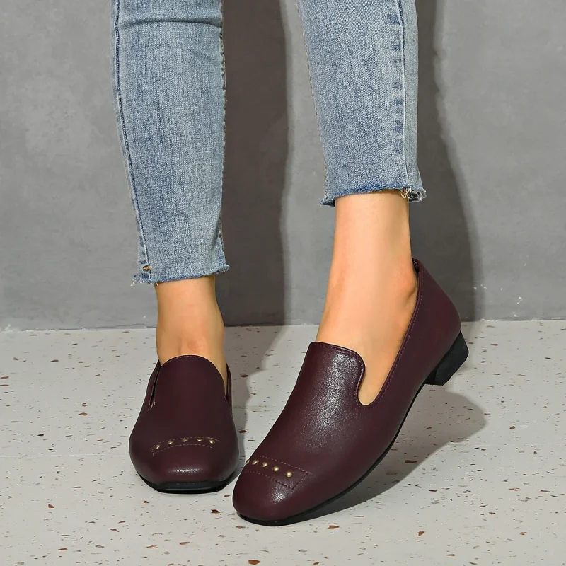 Comfy Round Toe Thick Heel Shoes - Image 3