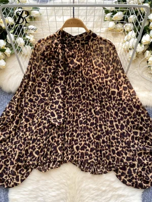 Leopard Print Chiffon Blouse