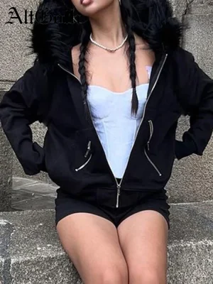 Dark Academia Gothic Fur Collar Sweatshirt