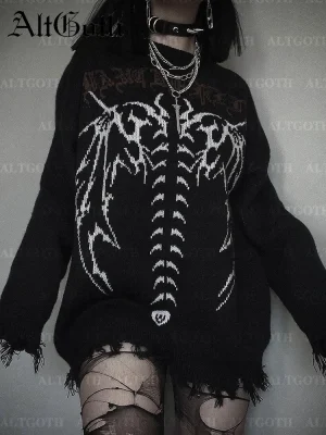 Cyber Y2K Skeleton Sweater