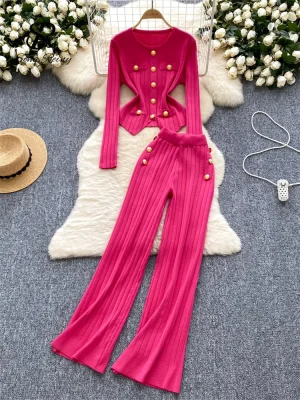 Chic OL Sweater & Pants Set