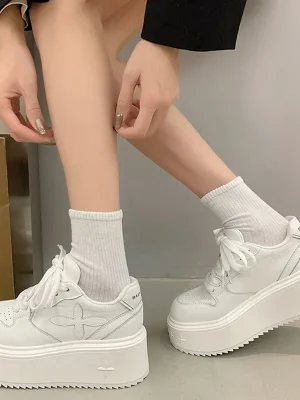 Spring Autumn Thick Sole White Sneakers