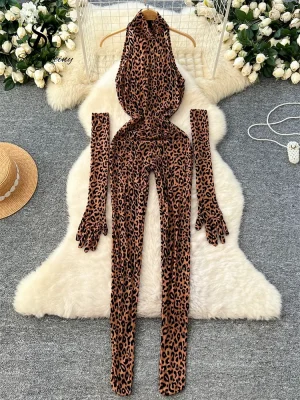 Leopard Print Sheath Jumpsuit