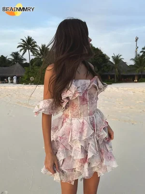 Tie-Dye Off-Shoulder Mini Dress