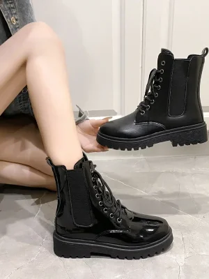 Winter Mid-Top Round Toe Motorcycle Boots
