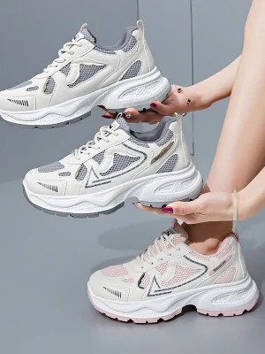 Breathable Mesh Lace-Up Sneakers