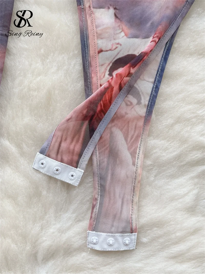 Tie-Dye Transparent Bodysuit & Mini Skirt Set - Image 5