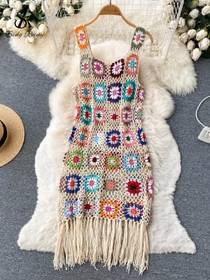 Summer Knitted Tassel Dress for Women