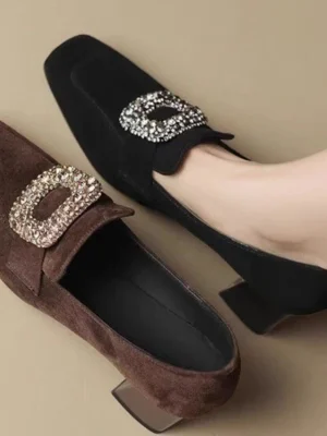 Thick Heel Square Toe Mid-Heel Shoes