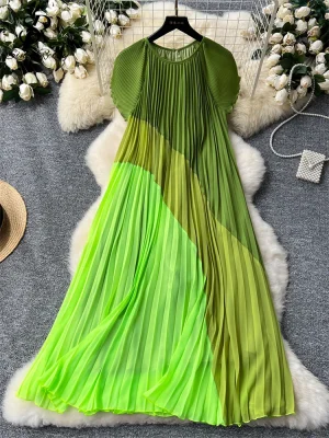 Retro Chiffon Pleated Dress