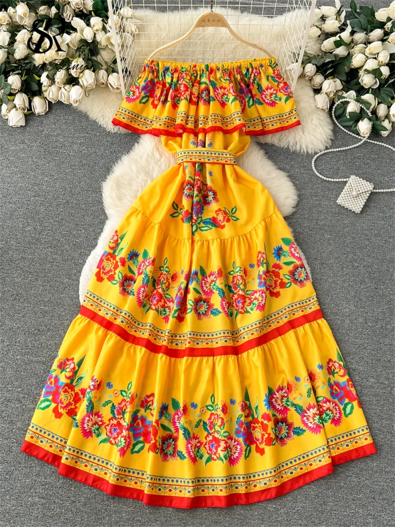 French Floral Off Shoulder Maxi Dress - Image 6