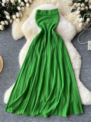 Strapless Knitted Bodycon Midi Dress