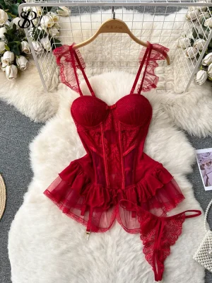 Lace Strapless Transparent Bra & Brief Set