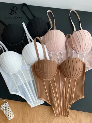 Sheer Mesh Corset Cami Top