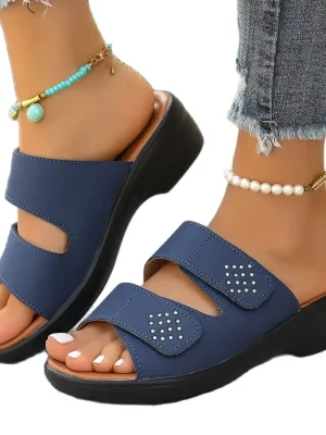 2025 Summer Round Toe Mid-Heel Wedge Sandals