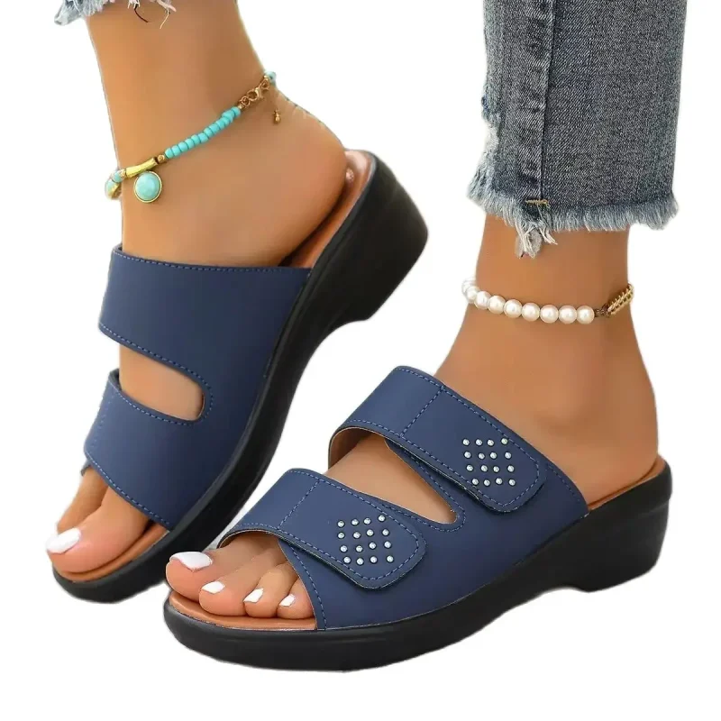 2025 Summer Round Toe Mid-Heel Wedge Sandals