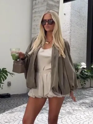 Chic Loose Suede Bubble Jacket