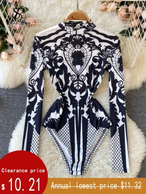Autumn Printed Slim Jumpsuit