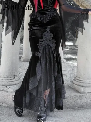 Vintage Gothic Velvet Dress Lace