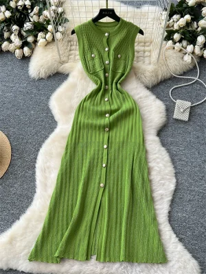 Summer Knitted Sheath Dress for Women