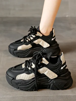 Women's Thick Sole Lace-Up Sneakers