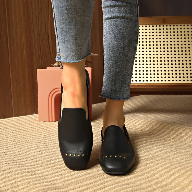 Comfy Round Toe Thick Heel Shoes - Image 6