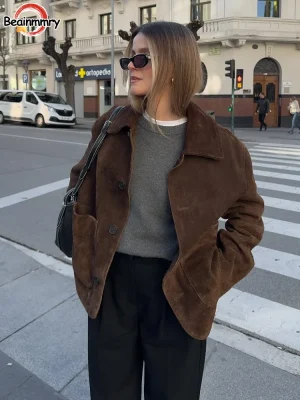 Vintage Suede Lapel Jacket
