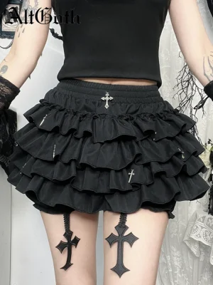 Mall Goth Cake Shorts Y2K Cross Pendant