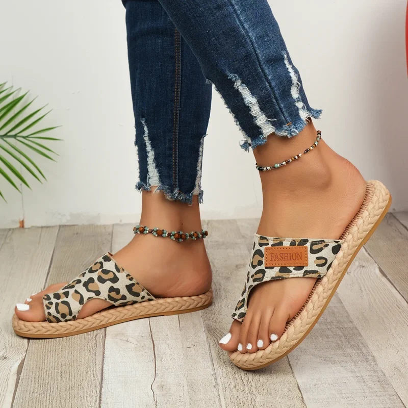 Leopard Print Summer Flat Sandals - Image 2