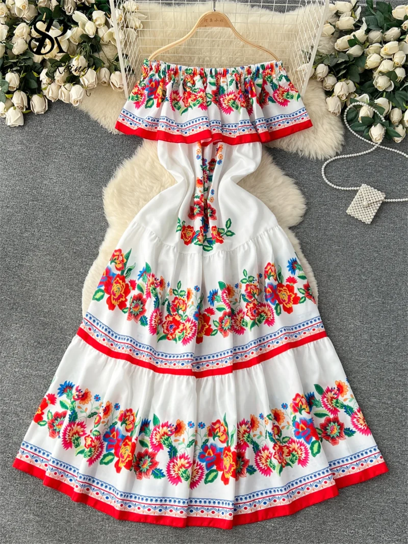 French Floral Off Shoulder Maxi Dress - Image 2