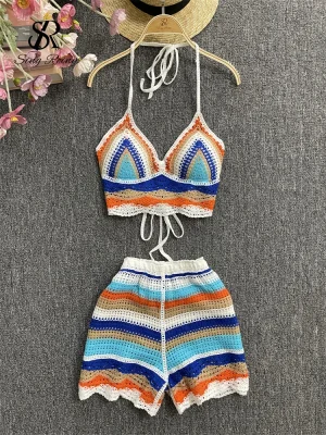 Striped Halter Beach Two-Piece Set
