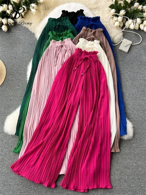High Waist Wide Leg Pleated Pants