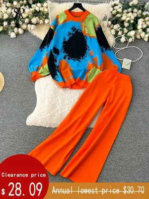 Winter Tie-Dye Knit Two-Piece Set