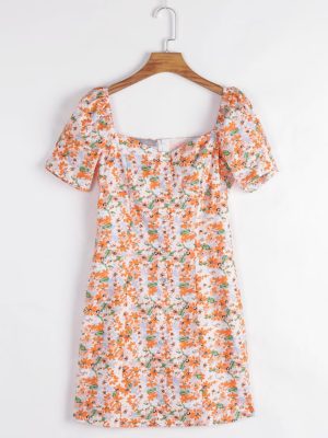 Mori Fairy Floral V-Neck Backless Dress