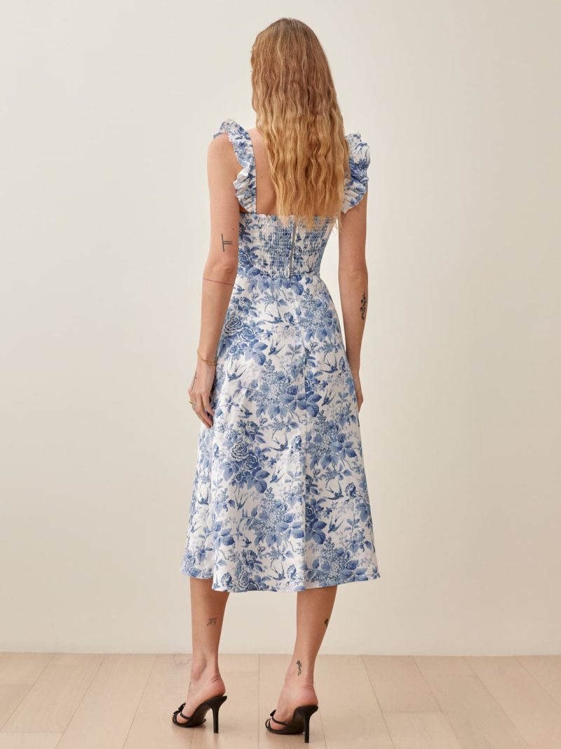 Lace Trim Shoulder Strap Swallow Print Dress - Image 2