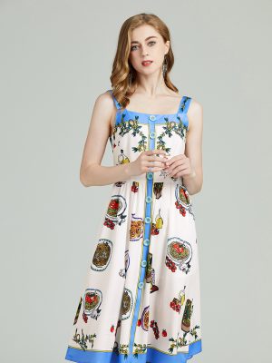 Women's Sleeveless A-Line Printed Summer Dress