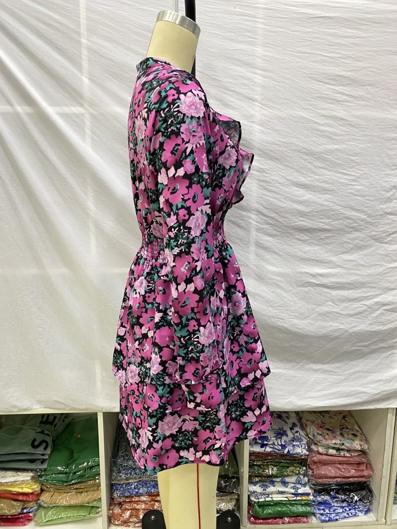 Fall Printed Dress with Metallic Detailing Women - Image 3