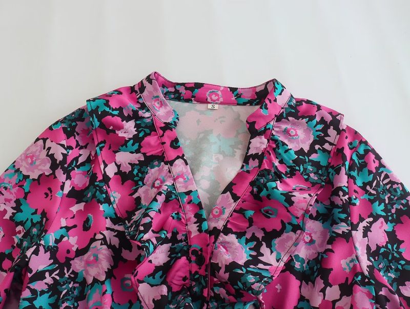 Fall Printed Dress with Metallic Detailing Women - Image 4