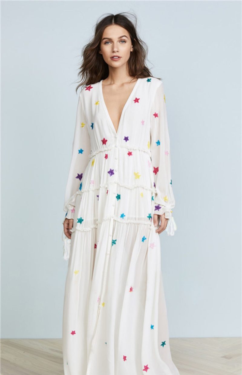 Seaside Boho Dress – Embroidered Star Style - Image 3