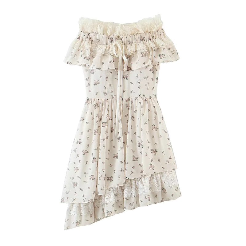 Asymmetric Swing Floral Dress for Summer Vacation - Image 2