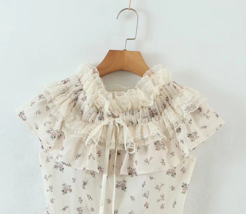 Asymmetric Swing Floral Dress for Summer Vacation - Image 3