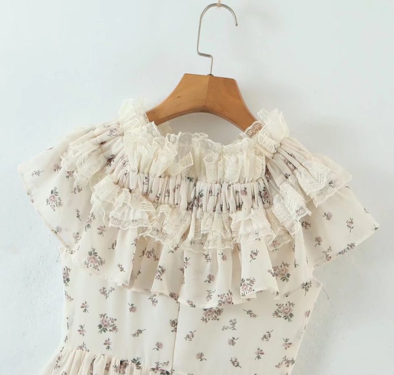 Asymmetric Swing Floral Dress for Summer Vacation - Image 4