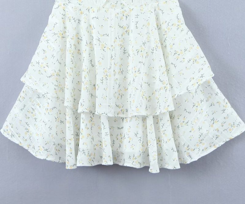 Retro French Lace Ruffle Tiered Slim Dress - Image 4