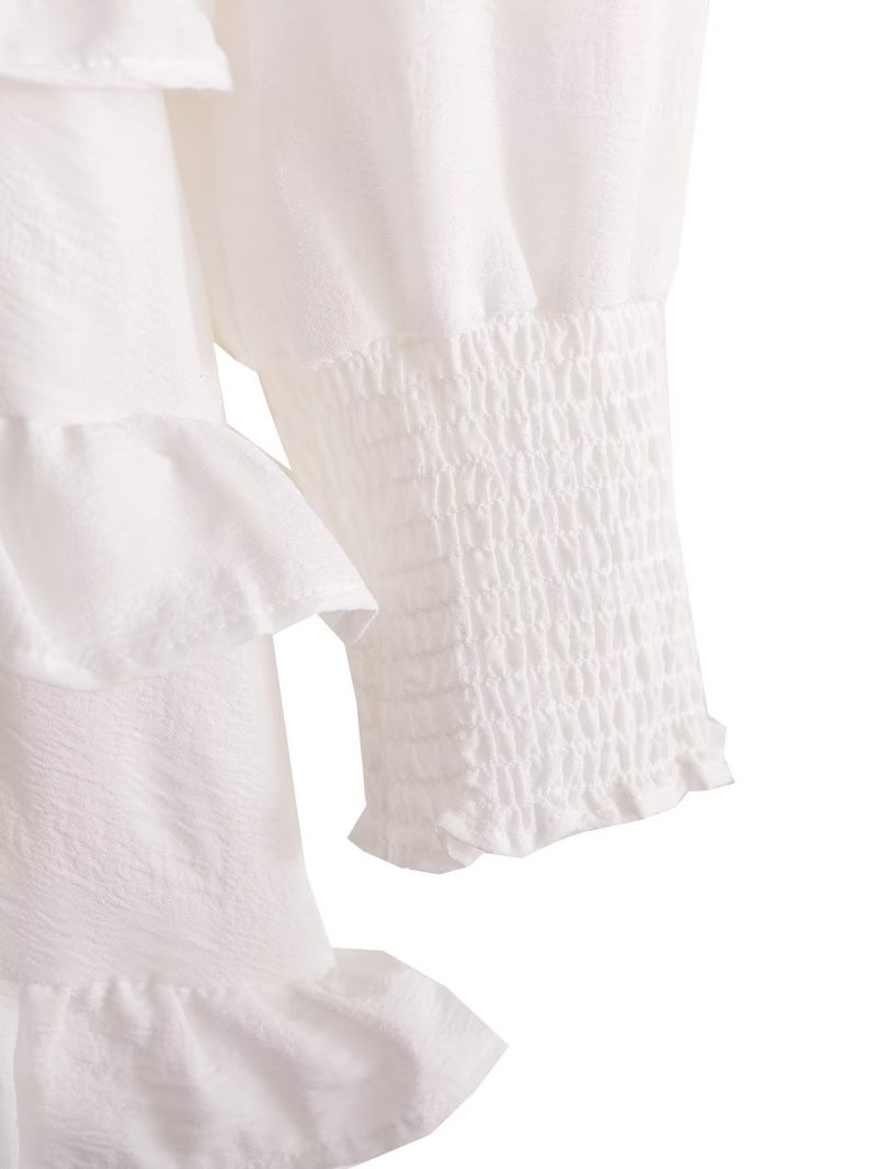 Textured One-Shoulder Tiered Spring Fall Dress - Image 4